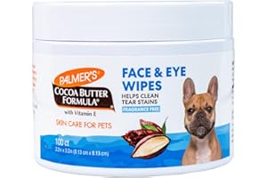 Palmer's for Pets Face and Eye Wipes with Cocoa Butter and Vitamin E, Dog Eye Cleaning and Care, Specially Fomulated for Dogs, 100ct