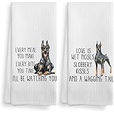 NOQL Doberman Dog Kitchen Towels and Dishcloths Set of 2, Doberman Dog Decor, Doberman Gifts for Women, 16×24 Inches