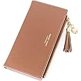 Womens Wallet Cute Elegant Long Slim Card Holder Case Minimalist Coin Purse Thin Tassels Zip Clutch Wallets for Girls Ladies