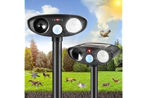 JAHY2TECH Ultrasonic Animal Repellent Outdoor Solar Animal Repeller with Motion Sensor&LED Strobe Light Cat Repellent Outdoor Deer Repellent Devices Waterproof Dog Deterrent Skunk Repellent for Yard Farm 2Pcs