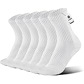 BloomBuddies Bamboo Viscose 6 Pair Men Women Crew Compression Sock Running Cushion Moisture Wick Anti Blister Athletic Hiking