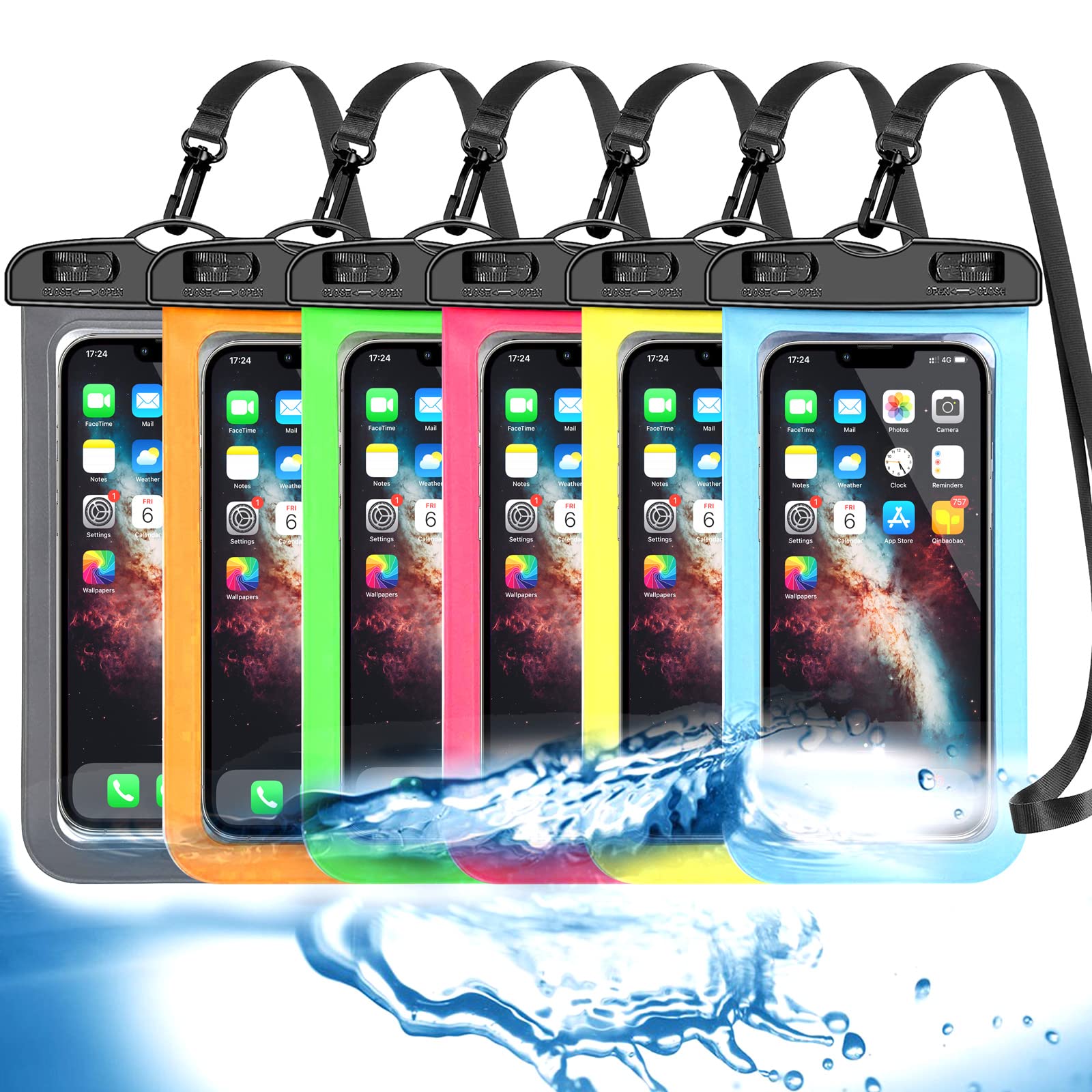 Universal Waterproof Phone Pouch, Large Phone Waterproof Case Dry Bag (Protection Level: IP68) Outdoor Sports for Apple iPhone,Samsung,and up to 8.3" (Multicolor 88 Pack)