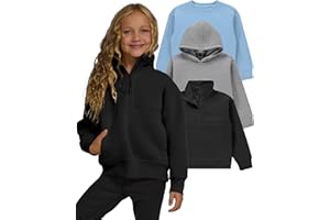 PURE CHAMP Girls Sweatshirt 3 Pack Hoodies for Teen Girls Crewneck Sweatshirt Quarter Zip hoodies Fleece Sizes 4–16 Clothing