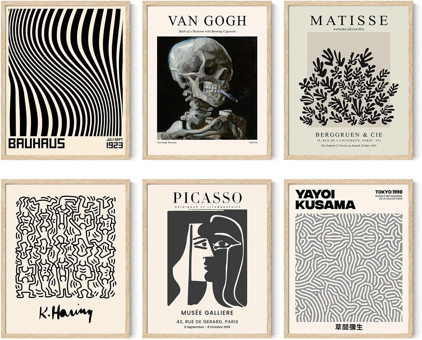 Wall Décor - Iknostine Famous Artist Wall Art Prints Set of 6 Matisse Abstract Black Aesthetic Canvas Posters Van Gogh Picasso Paintings Gallery Wall Decor for Bedroom Living Room Bathroom (8