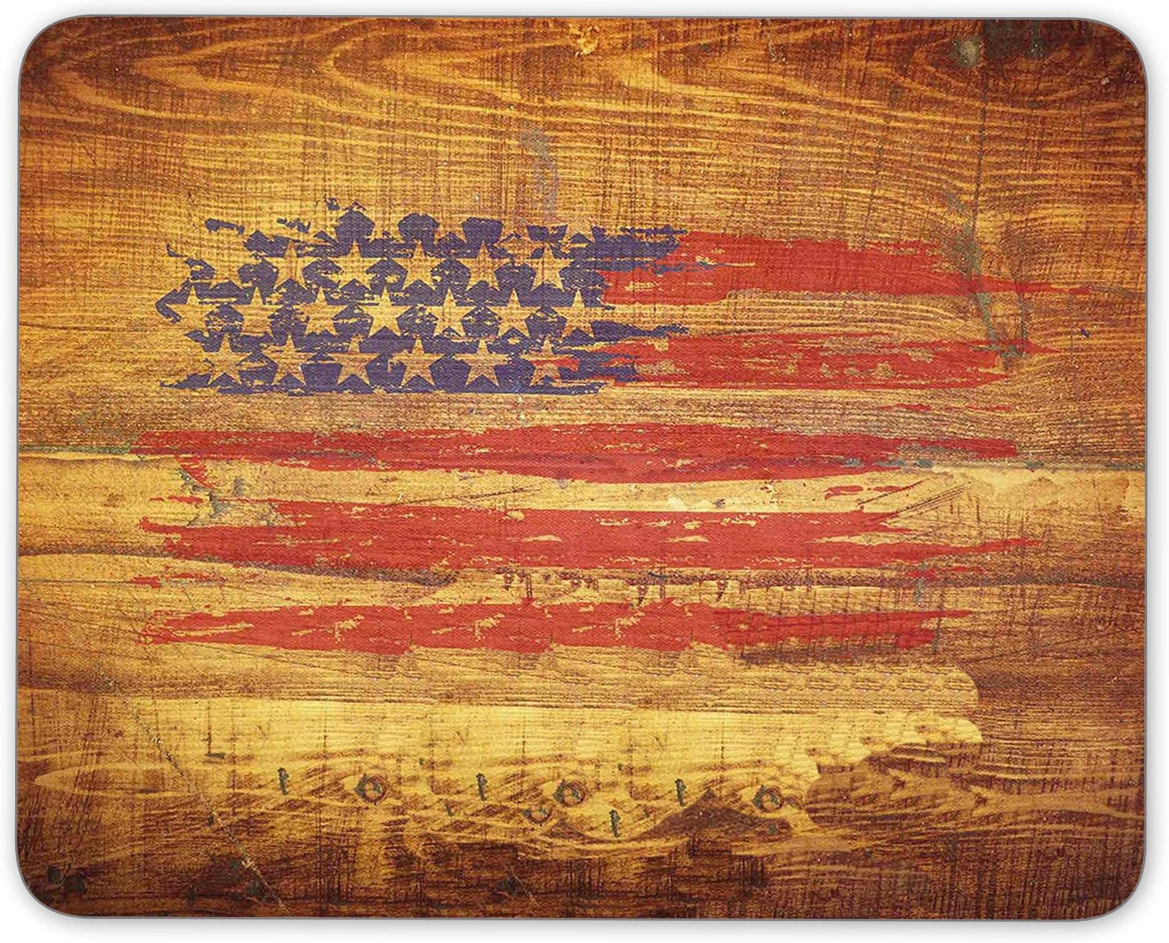 Retro USA Flag on Vintage Wood Texture Background Mouse pad mat