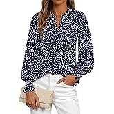 MASCOMODA Womens Boho Floral Long Sleeve Tops Fall Fashion 2025 V Neck Loose Chiffon Work Blouses Dressy Casual Ruffle Shirts