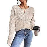 RICHSTORY Womens Sweaters Casual Drop Shoulder Long Sleeve V Neck Pullover Tops Trendy Fall Fashion Clothes 2025