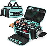Trahzia Tool Tote Bag for Women, Tool Storage Organizer with Anti-friction Bottom, Tactical Range Bag for Electrician, Carpenters, Repairman, Turquoise