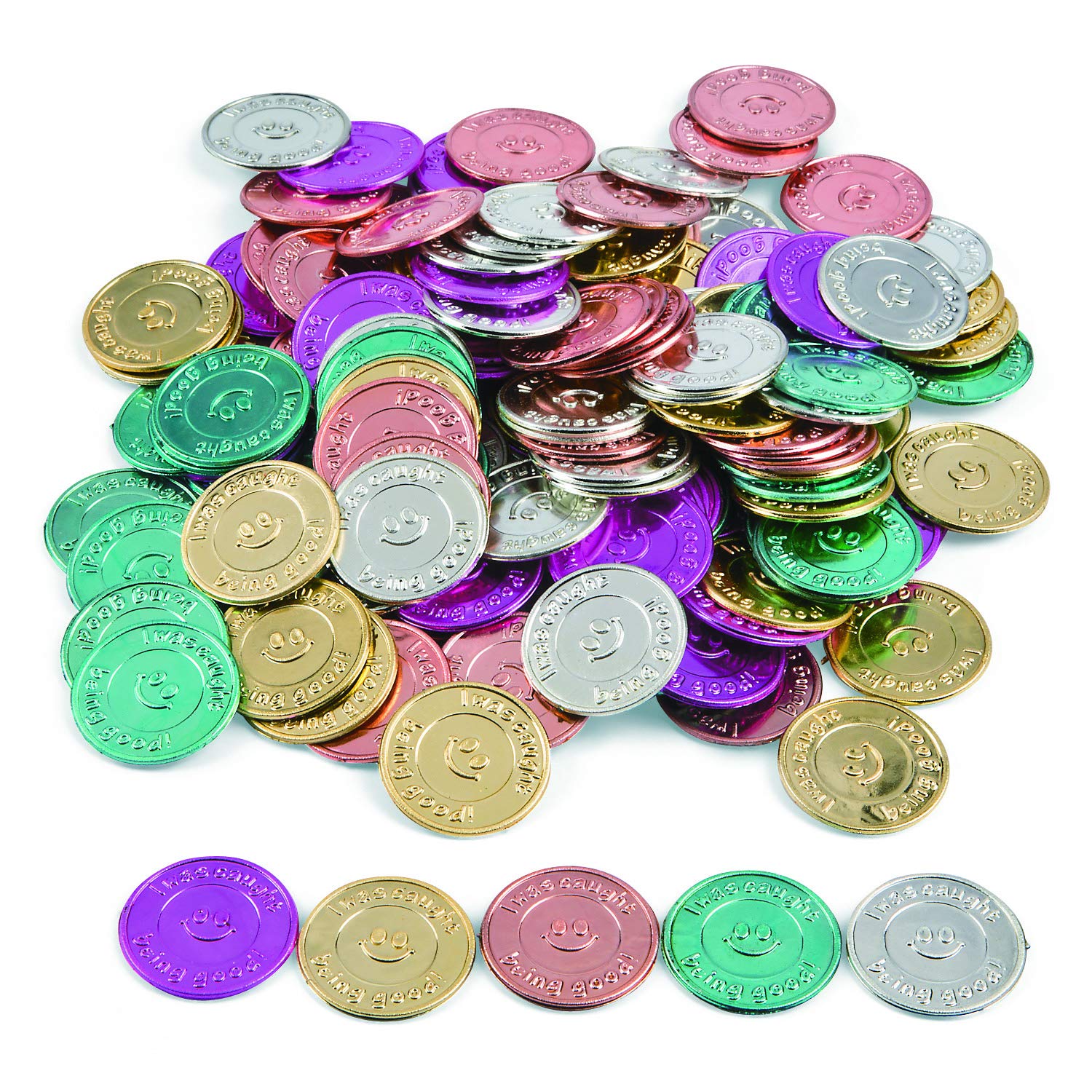 Fun Express "I Was Caught Being Good!" Plastic Coins Bulk (143 Piece