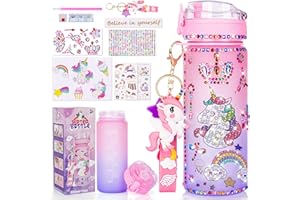 CUISH Decorate Your Own Water Bottle for Girls Age 4-6-8-10, Girls Toys Age 6-8-13, Personalized Gifts Stocking Stuffers for Kids Girls, Unicorn DIY Art Crafts Birthday Gifts Christmas Toys for Girls