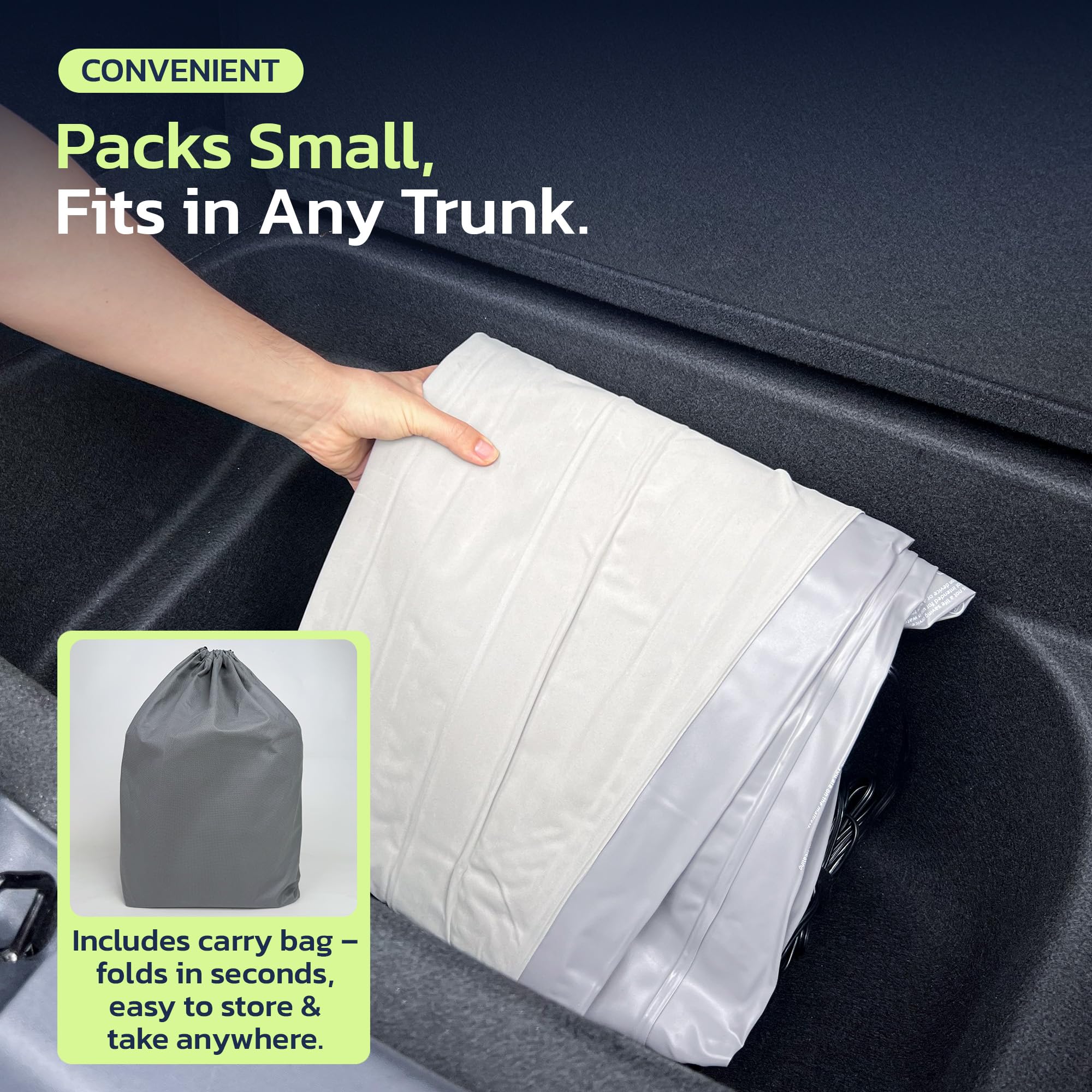 Woowind Inflating Air Mattress Compatible withTesla Model Y Self (2020–2025, Juniper) 2-Person Car Camping Inflatable Bed for Trunk/Back Seat Folded, Built-in 12V Pump with Auto-Stop