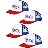 Xtinmee 4 Pcs 4th of July Hat White Blue Red Flag Patriotic Hat America Vote USA American Flag Trucker Cap Baseball Cap Independence Day Adjustable Snapback for Men Women Election Supplies