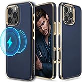 LOHASIC Magnetic Case for iPhone 16 Pro, Luxury Leather Classic Full Body Protective Cover Cases Compatible with MagSafe 6.3 inch 2024 New Released, Navy Blue