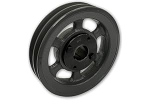 PRO-EDGE INDUSTRIAL PNEUMATICS AND CONTROLS Double Groove 6.25" Cast Iron Electric Motor " H " Pulley/Sheave, Bushing Included, for 3/8" and 1/2" Top Width 3L/A/AK/4L/4LK Section V Belt, 2 Groove (1" Shaft / 1.00 Bore, 2AK64H)