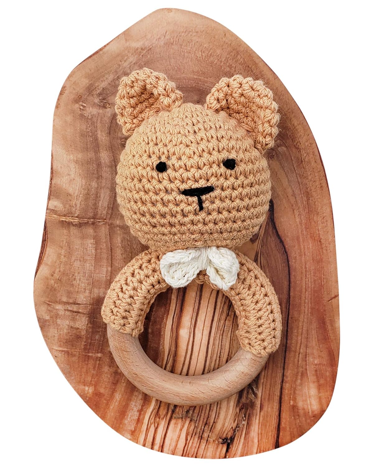 Teddy Bear Wooden Teether Personalised Crochet Baby Rattle B U00e9b U00e9 Hochet Nounours Rattle Toys Games Toys Mediacraft Ae