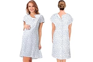 EZGOODZ Poly-Cotton Patient Gown, Small. 3 Pack Cloth Hospital Gowns for Men with Front, Back Snap Closure. Reusable Medical Gowns for Patients. Hospital Patient Gowns for Women with Short Sleeves