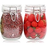 Glass Jars With Airtight Lid 24 Oz (Set Of 2) Wide Mouth Mason Glass Sealed Storage Canisters Leakproof For Coffee Sugar Nuts Spice Refrigerator Pickles & Preserves Tea For Fridge Kitchen Pantry