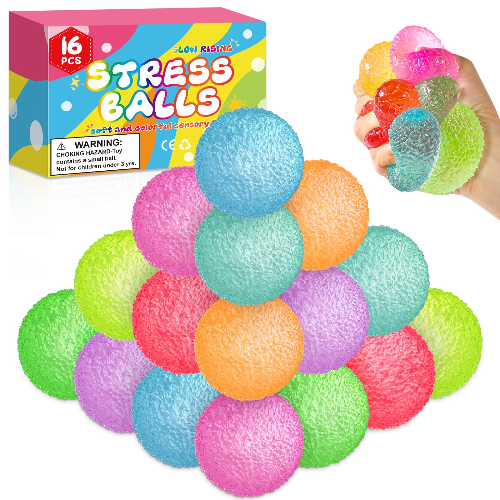 Photo 1 of 16Pack Mini Gumdrop Stress Balls , Textured Memory Gel Soft Stress Ball?Stress Relief Squeeze Ball for Adults Kids, Squishy Toys Bulk for Party Favors Gifts, Desk Toy and Prize