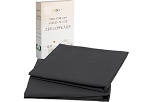California Design Den 100% Cotton Pillow Cases Standard Size Set of 2, Soft & Cooling Sateen Weave Pillow Cases Queen - Dark 