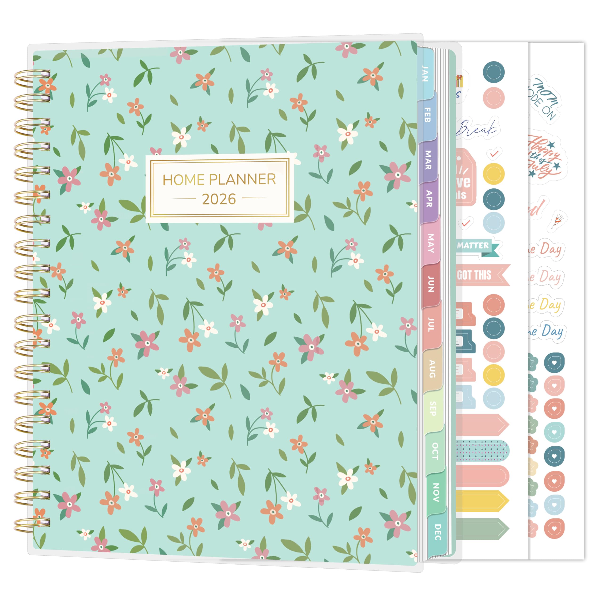 Photo 1 of SUNEE Home Planner 2026, Work from Home Planner w/Stickers, JAN 2026 - DEC 2026, Daily Checklist, Monthly Budget Worksheet, Monthly Calendar, To-Do Lists, Ideal for gift, Poly Laminated Cover, Floral