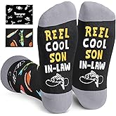 Black Reel Cool Socks for Him - Gifts for Godfather Step Dad Son in Law Cousin