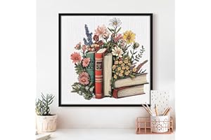 Cross Stitch Kits - Cute Book Flower Series | Beginner DIY Embroidery Kit with 11CT Fabric & Vibrant Threads | DIY Mindful Gi