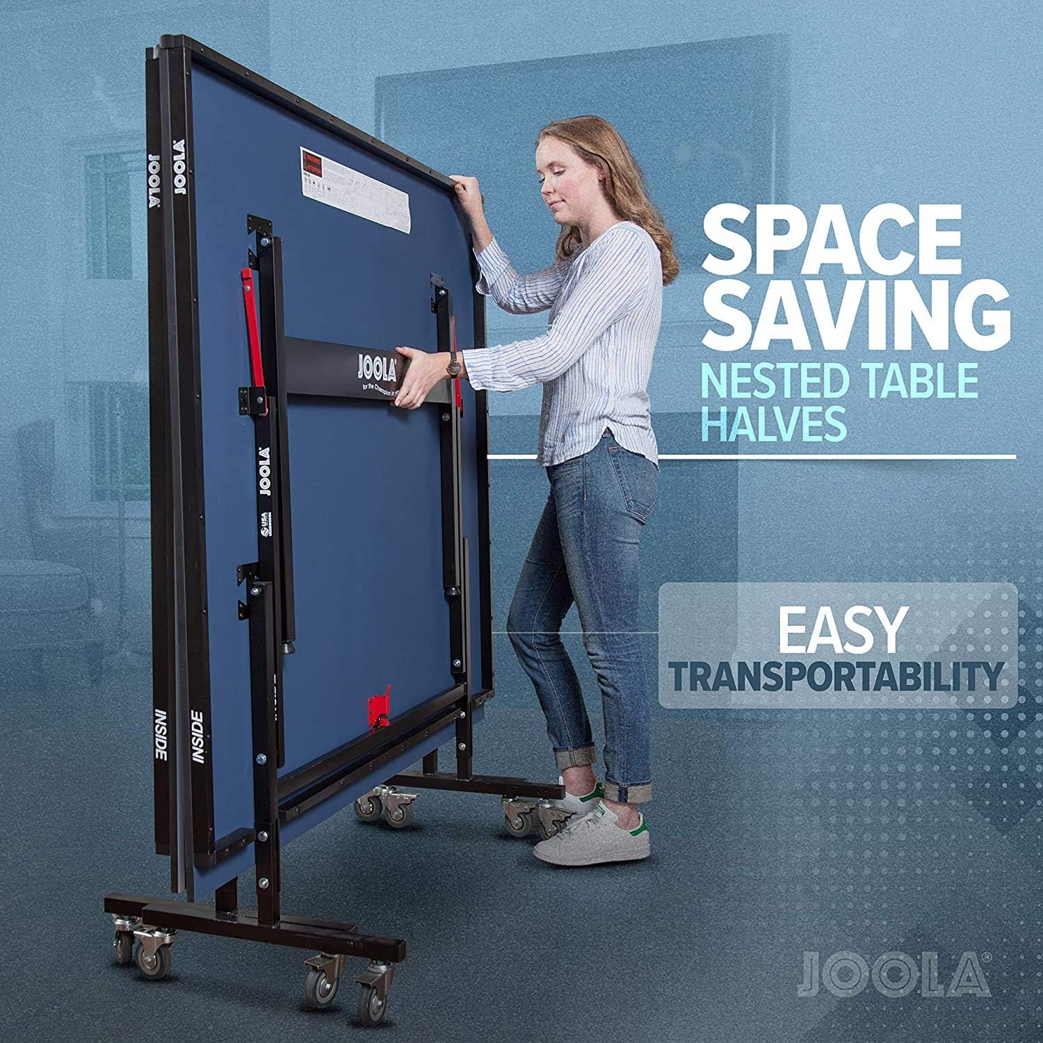 JOOLA Inside - Professional MDF Indoor Table Tennis Table with Quick Clamp Ping Pong Net and Post Set - 10 Minute Easy Assembly - USATT Approved - Ping Pong Table with Single Player Playback Mode: Sports & Outdoors