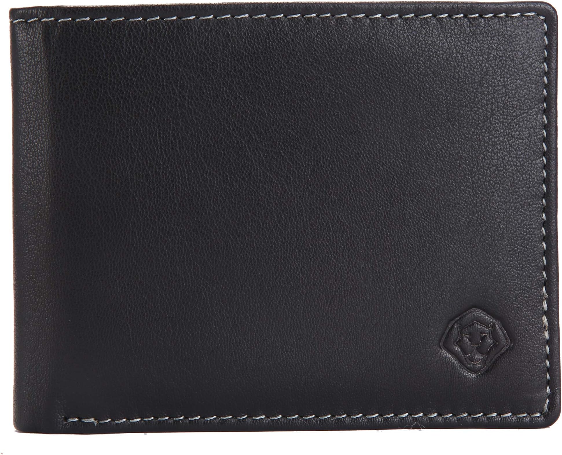 LEO TORRESI "Ultra Slim Genuine Nappa Leather Men's Tri-fold Wallet, Black