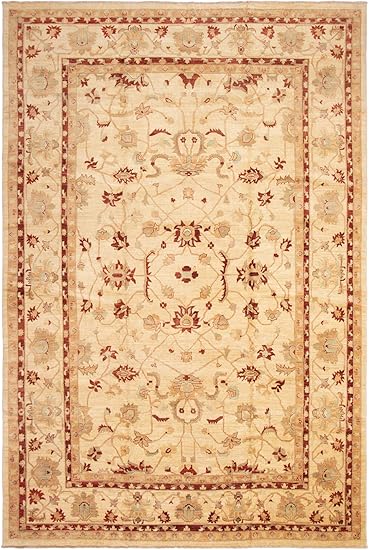Amazon Com Ecarpet Gallery Large Area Rug For Living Room Bedroom Hand Knotted Wool Rug Chobi Finest Bordered Ivory Rug 11 9 X 17 8 289281 Kitchen Dining