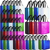 Eccliy 80 Pieces Gift Bags Set Glossy Reusable Tote with Handle Grocery Bags for Wedding, Easter, Valentines, Spring Events(10 x 8 x 4.7 Inch,Colorful)