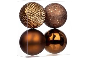 GNFLUS Christmas Ornaments Balls 4.7" Large Christmas Decorations Xmas Tree Shatterproof Big Brown Christmas Ball Ornaments with Hanging Loop for Wedding Holiday Halloween Party Indoor Outdoor Decor