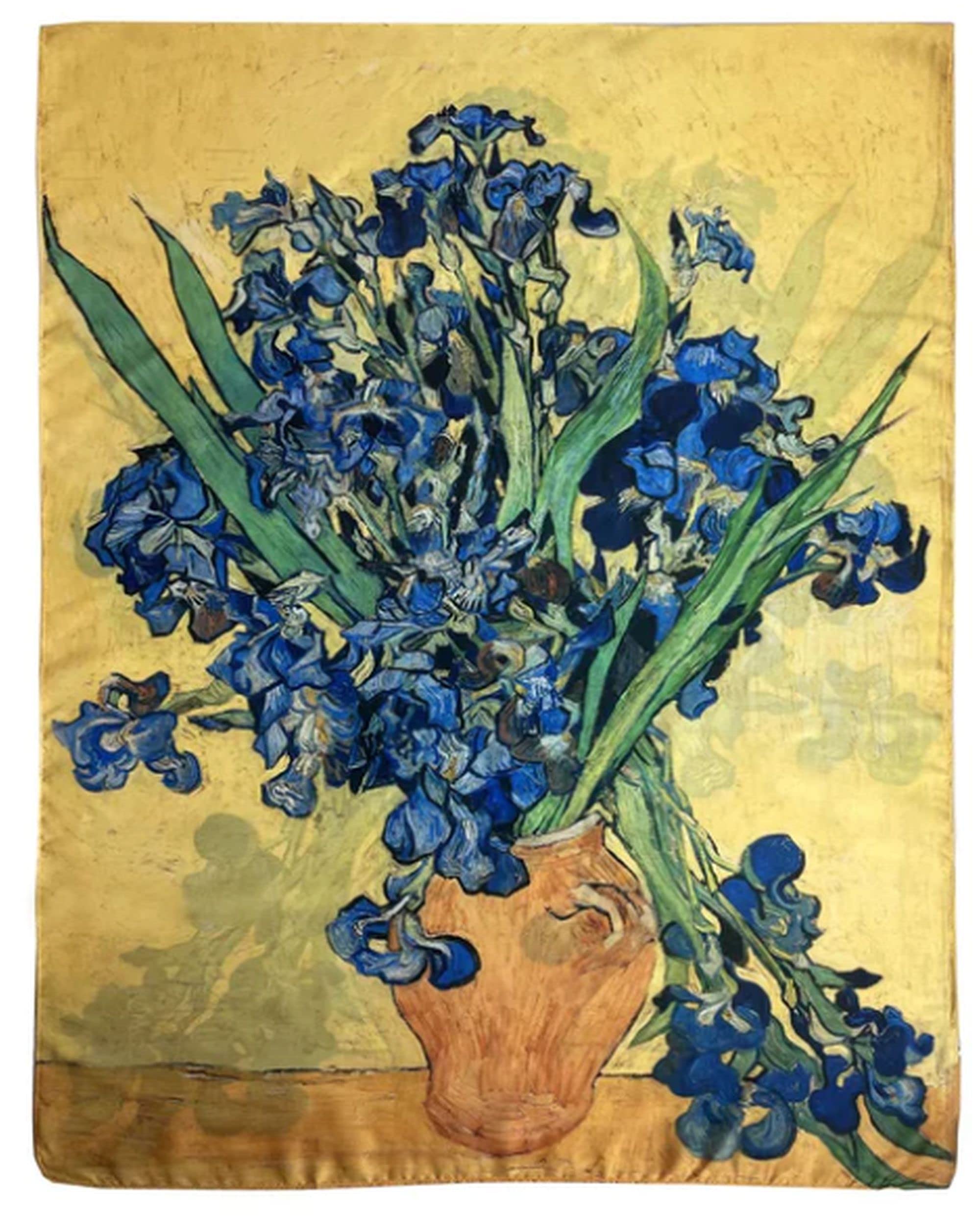 GFM® Women's Silk Blend Painting Or Art Based Summer Scarf (VSLK) (Van Gogh Irises Yellow)(FS-VSLK-5027-A) — image 1