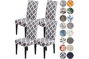 HZDHCLH Grey Chair Covers for Dining Room Set of 4,Stretch Spandex Parsons Chair Slipcover 4 Pack,Washable Anti-dust Chair Seat Cover for Kitchen,Wedding,Party