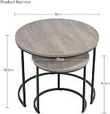 Yaheetech Round Nesting Coffee Table Set 2 with Metal Frame Grey 60x60x50.5cm view 3