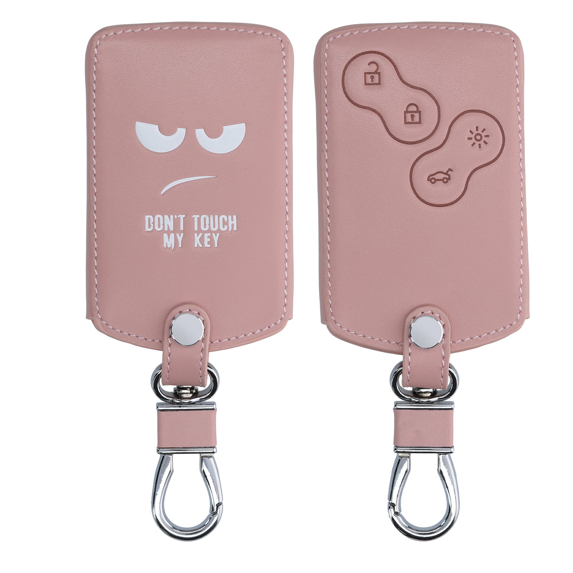 kwmobile Key Cover Compatible with Renault 4 Button Car Key (only Keyless Go) - Faux Leather Car Key Fob Protector - White/Rose Gold