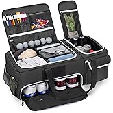 DSLEAF 2 Layer Golf Trunk Organizer, Golf Car Locker for Men &amp; Women | Reinforced Structure, Bottom Shoe Space for 2 Pair of Golf Shoes, Multiple Pockets for Balls, Tees and Gloves