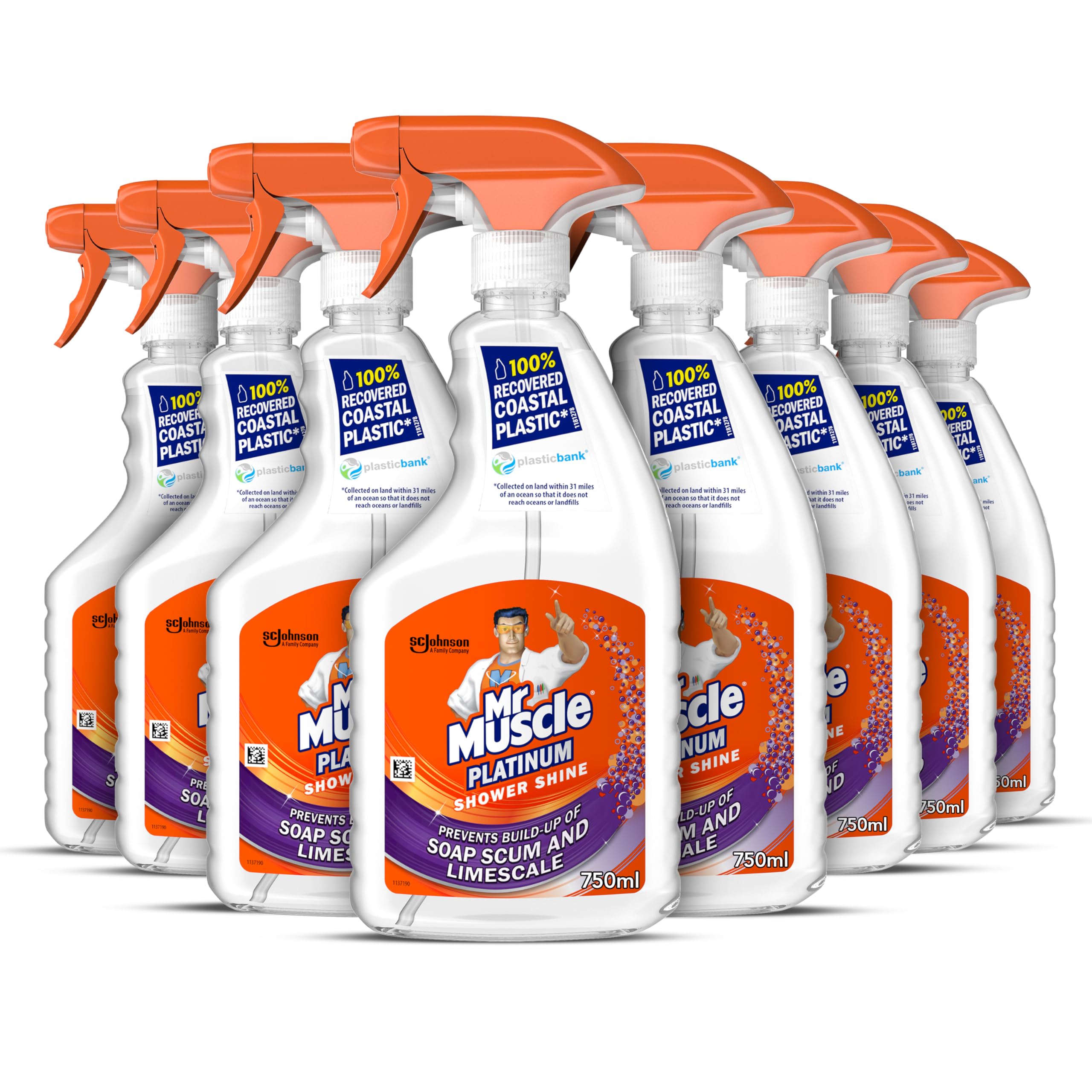 Mr Muscle Platinum Shower Shine Spray, Pack of 6 (6 x 750ml)