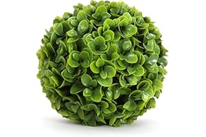 3rd Street Inn Medium Jasper Topiary Ball - Artificial Plant Set - Indoor/Outdoor Wedding Party Decor - Faux Foliage Garden Sphere - Tree and Bush Substitute (11")