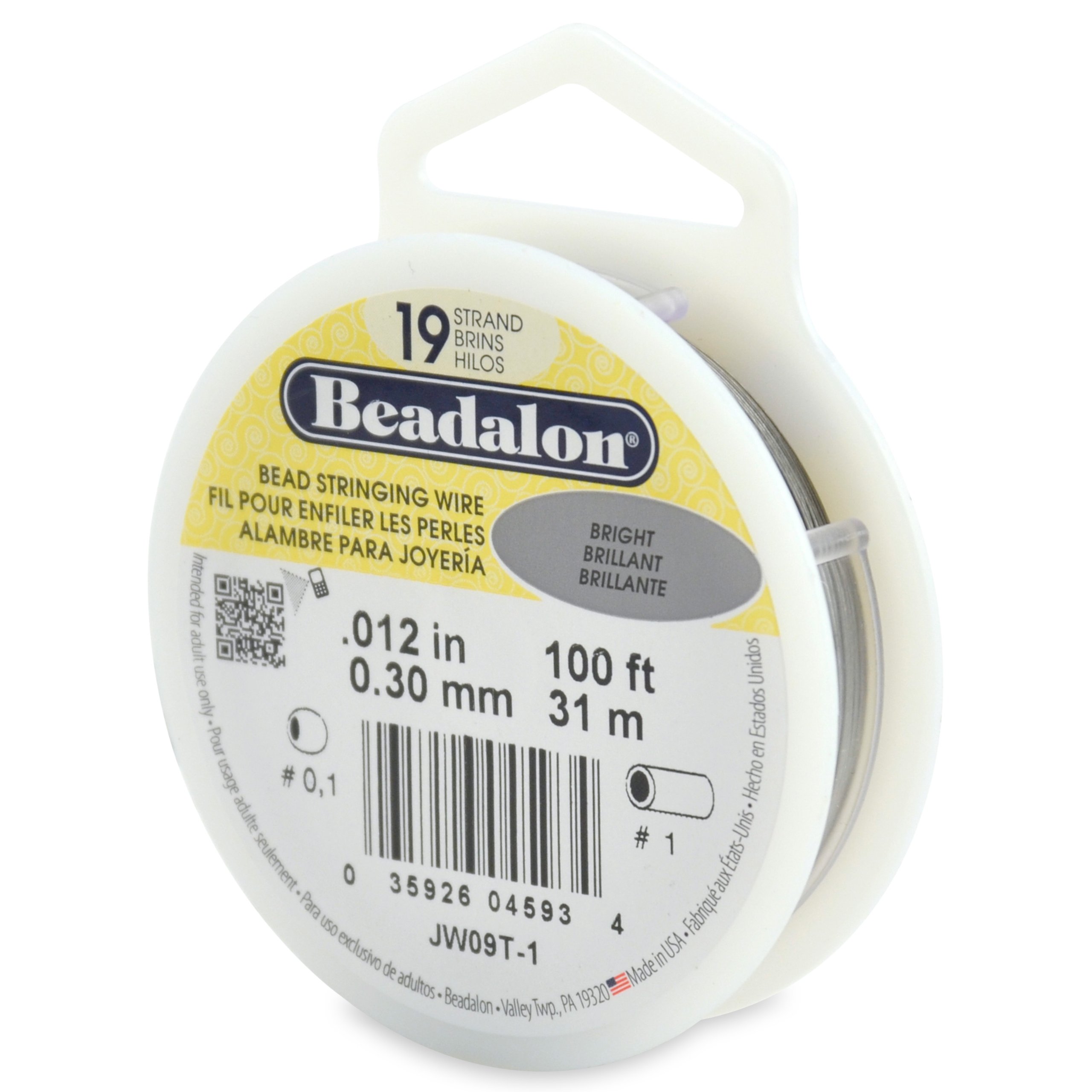 Beadalon Stainless Steel Bead Stringing Wire, Bright, .12 in / 0.3 mm