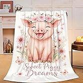 Pig Blanket Pink Cute Pigs Throw Blanket Soft Flannel Cozy Fleece Fuzzy Plush Warm Bedding Stuff Gifts for Women Girls Kids Adults 40 x 50 Inch