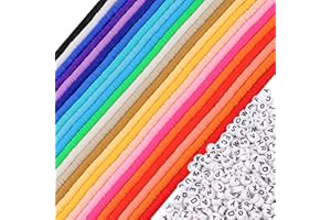 LUYI 9120 Pcs 24 Strands Clay Beads,Polymer Clay Heishi Beads Disc Flat Beads Alphabet Letter Beads for Bracelets Jewelry Making Kit Round Handmade Loose Spacer Bead,24 Colors 6mm