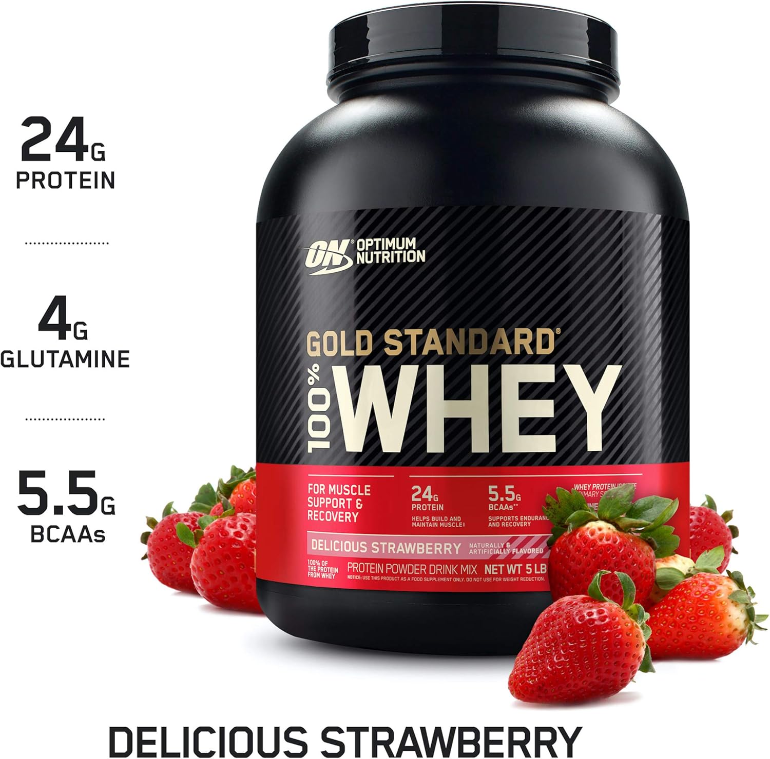 Optimum Nutrition Gold Standard 100% Whey Protein Powder, Delicious Strawberry, 5 Pound (Packaging May Vary): Garden & Outdoor