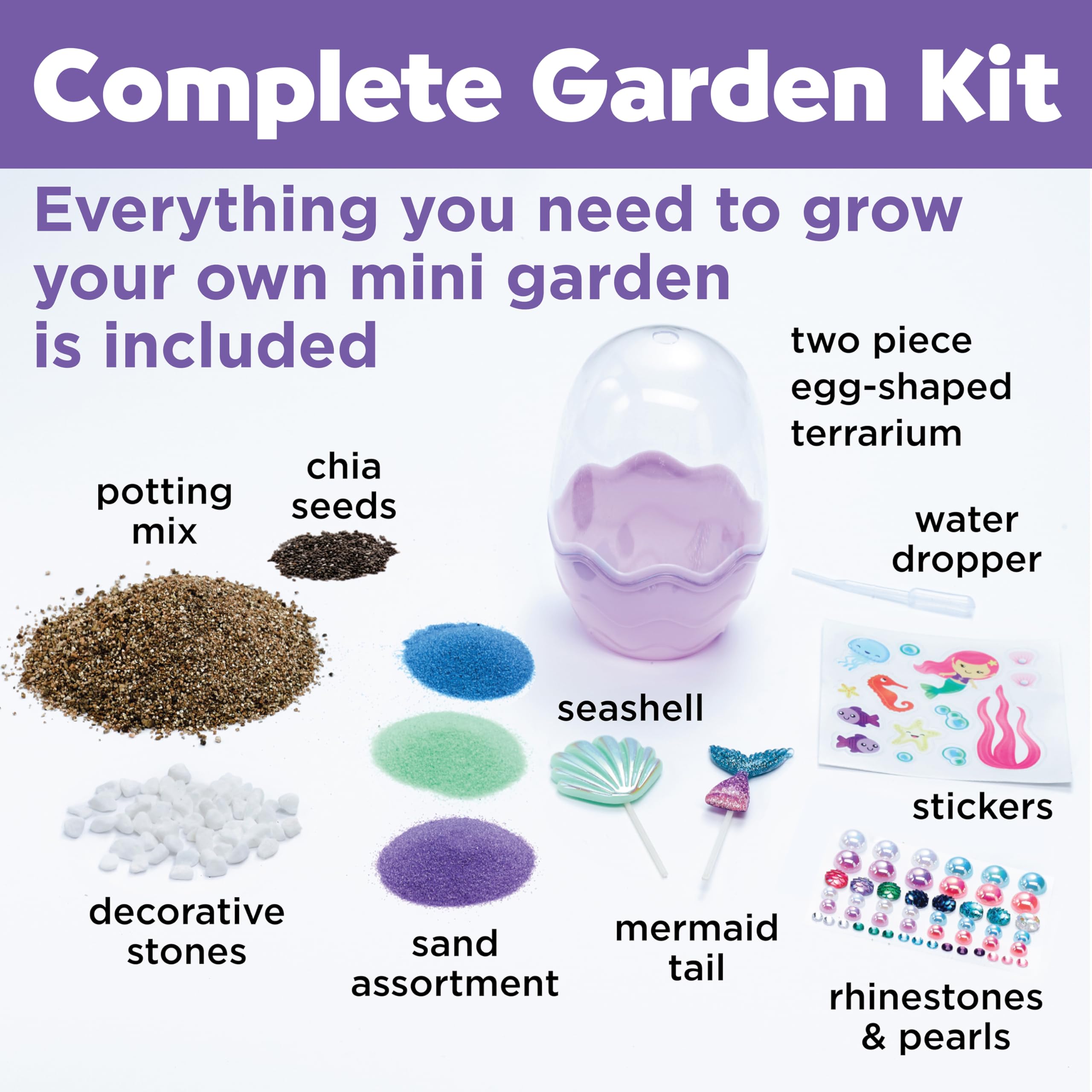 Creativity for Kids Mini Garden: Mermaid Terrarium Kit - Mermaid Gifts for Girls, Crafts and Toys, Holiday Stocking Stuffers for Kids (Ages 6+)