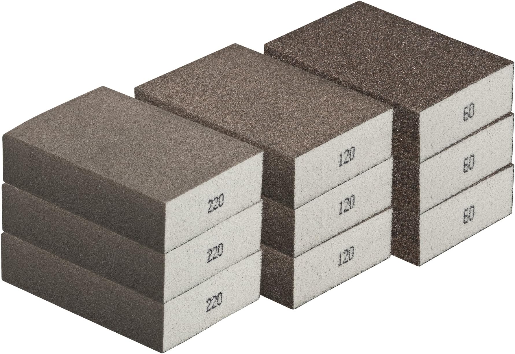 Sanding Sponge Coarse Medium Fine Set 3x3 I K60 Grit K120 K220 i DIY Hand Grinder for Multiple Materials I High-Quality Hand Sanding Block Sanding Block