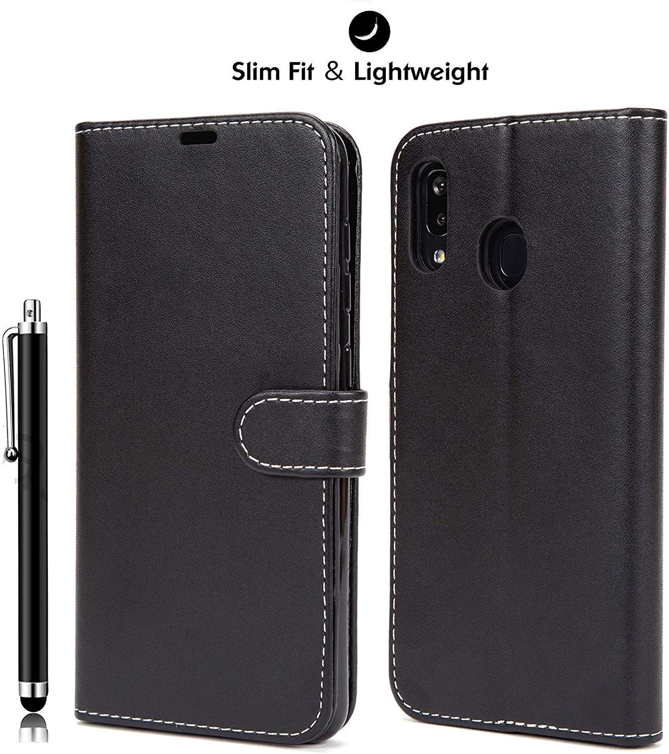 NWNK13 Samsung A20e Phone Case Premium Leather Flip Case Book Wallet Case Card Holder Media Stand Shock Proof Protective Phone Cover Compatible for Samsung Galaxy A20e Black - Image 3