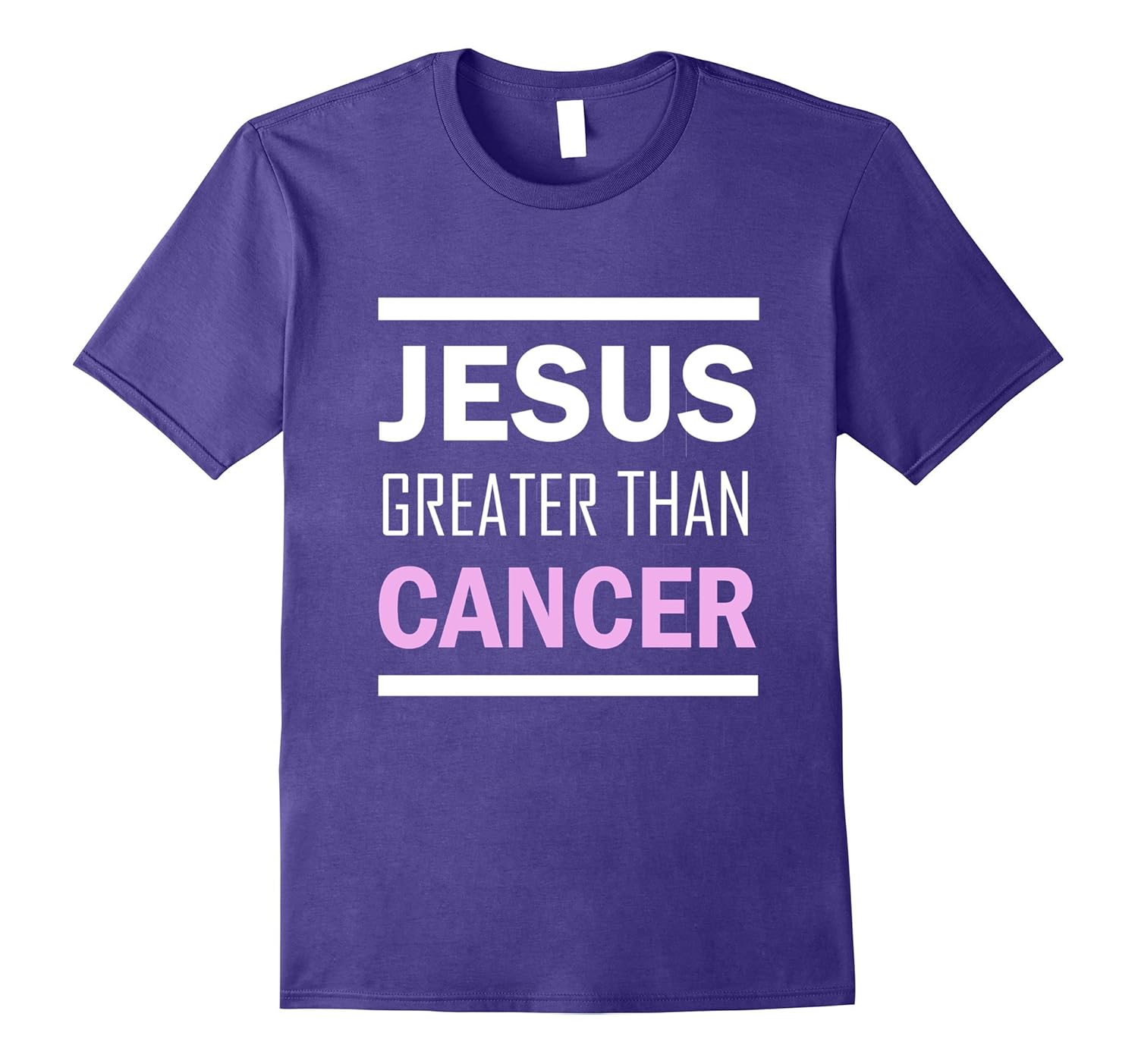 Jesus Greater Than Cancer The Cure Breast Cancer T Shirts-Rose