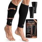 TheraCopper Copper Calf Compression Sleeve for Women &amp; Men (Small, 2 Pack) | Copper Leg Compression Sleeve, Breathable &amp; Non-Slip Shin Sleeve for Runners, Shin Splints, Muscle Recovery, Leg Fatigue