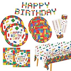 Building Block Party Supplies Paper Plates Napkins