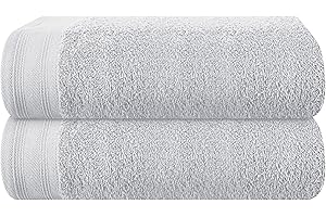 MALLONI HOME Cotton 2 Pack Oversized Bath Towel Set 28x55 inches, Large Bath Towels, Ultra Absorbant Compact Quickdry & Lightweight Towel, Ideal for Gym Travel Camp Pool - Light Grey