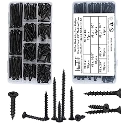 HanTof 155 Pcs Black High Hardness Drywall Screws